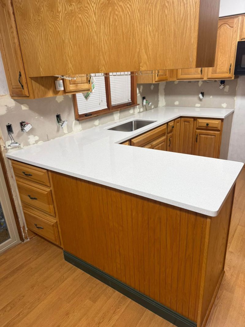 White countertops with an undermount sink